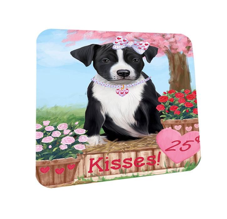 Rosie 25 Cent Kisses American Staffordshire Dog Coasters Set of 4 CST55748