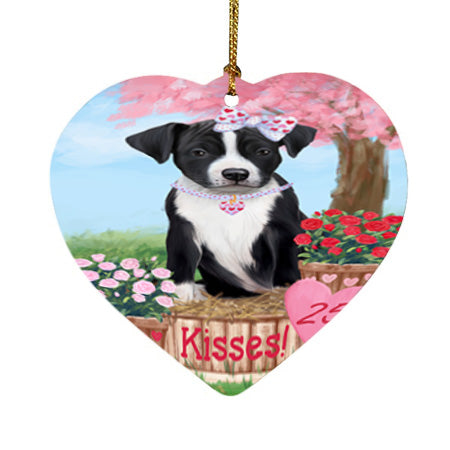Rosie 25 Cent Kisses American Staffordshire Dog Heart Christmas Ornament HPOR56146