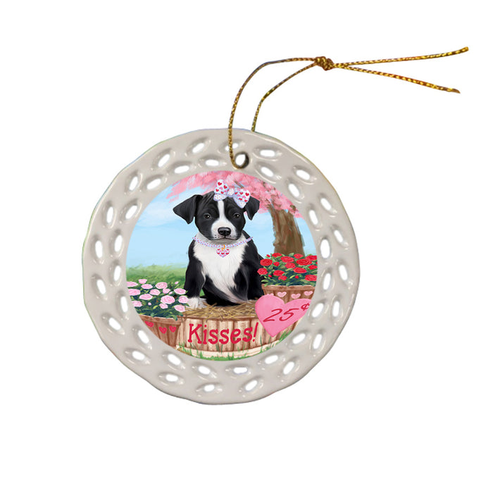 Rosie 25 Cent Kisses American Staffordshire Dog Ceramic Doily Ornament DPOR56146