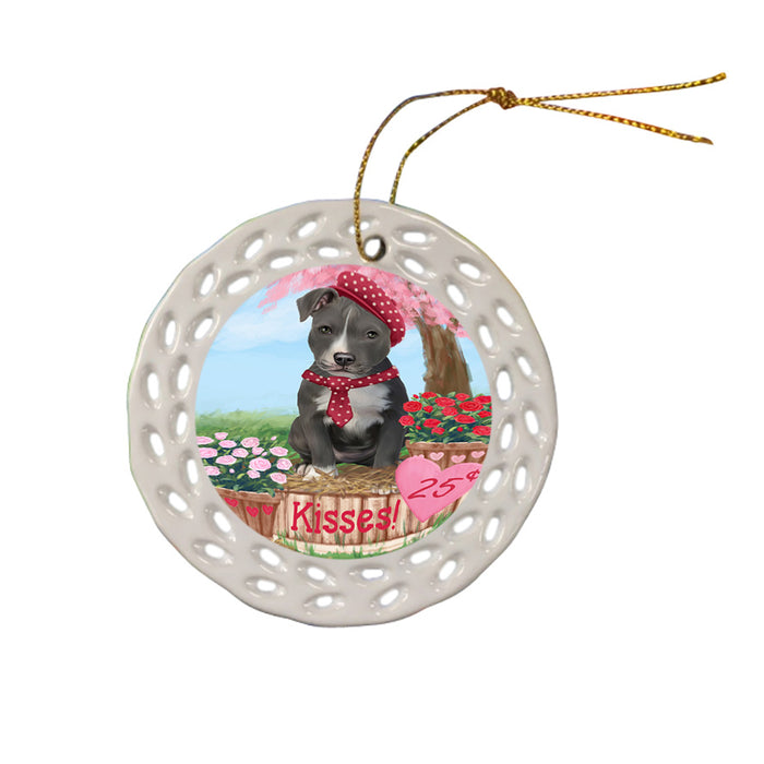 Rosie 25 Cent Kisses American Staffordshire Dog Ceramic Doily Ornament DPOR56147