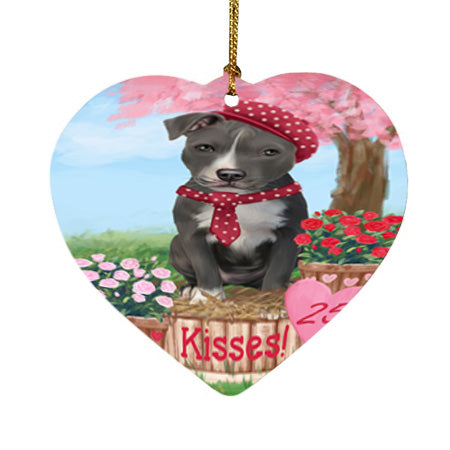 Rosie 25 Cent Kisses American Staffordshire Dog Heart Christmas Ornament HPOR56147