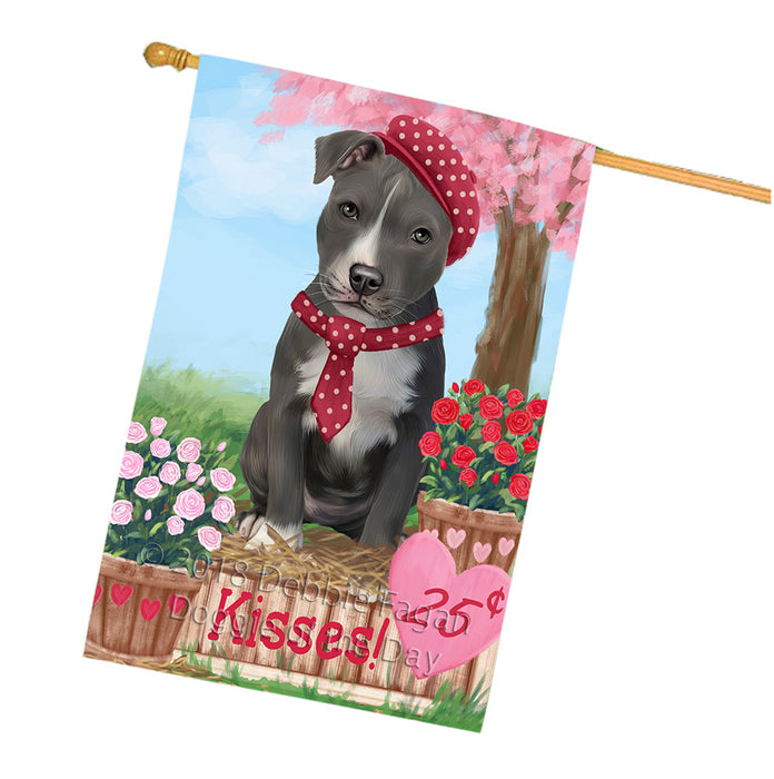 Rosie 25 Cent Kisses American Staffordshire Dog House Flag FLG56475