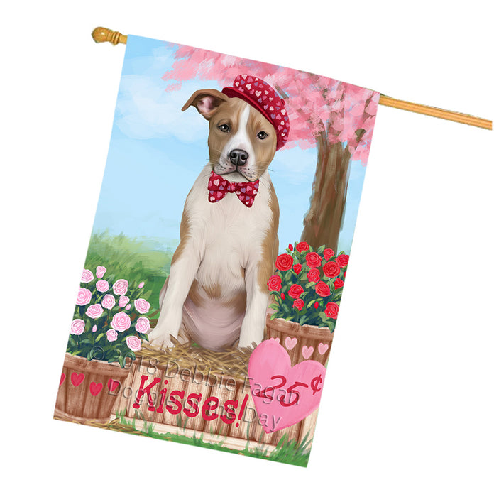 Rosie 25 Cent Kisses American Staffordshire Dog House Flag FLG56476