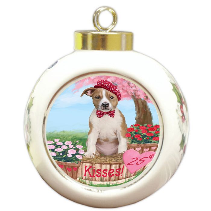 Rosie 25 Cent Kisses American Staffordshire Dog Round Ball Christmas Ornament RBPOR56148