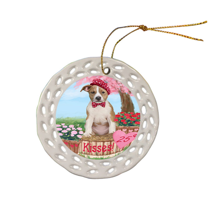 Rosie 25 Cent Kisses American Staffordshire Dog Ceramic Doily Ornament DPOR56148