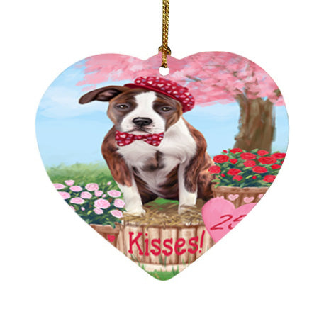Rosie 25 Cent Kisses American Staffordshire Dog Heart Christmas Ornament HPOR56149