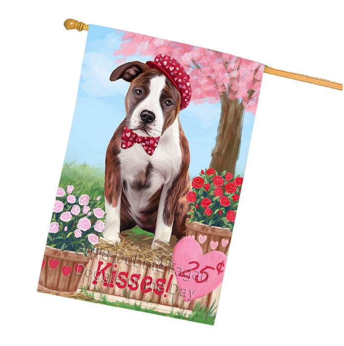 Rosie 25 Cent Kisses American Staffordshire Dog House Flag FLG56477