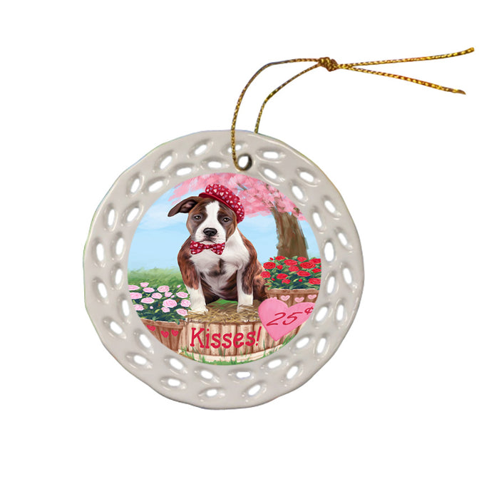 Rosie 25 Cent Kisses American Staffordshire Dog Ceramic Doily Ornament DPOR56149
