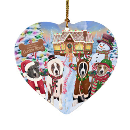 Holiday Gingerbread Cookie Shop American Staffordshires Dog Heart Christmas Ornament HPOR56451