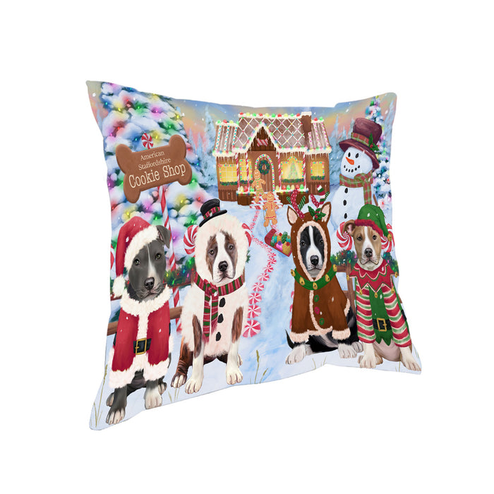 Holiday Gingerbread Cookie Shop American Staffordshires Dog Pillow PIL78672