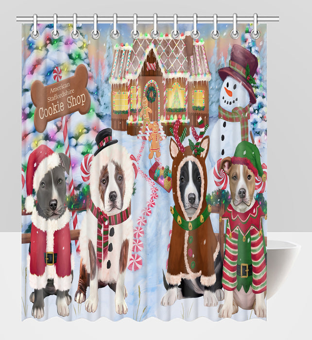 Holiday Gingerbread Cookie American Staffordshire Dogs Shower Curtain