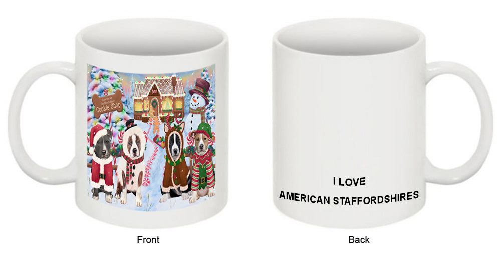 Holiday Gingerbread Cookie Shop American Staffordshires Dog Coffee Mug MUG51493