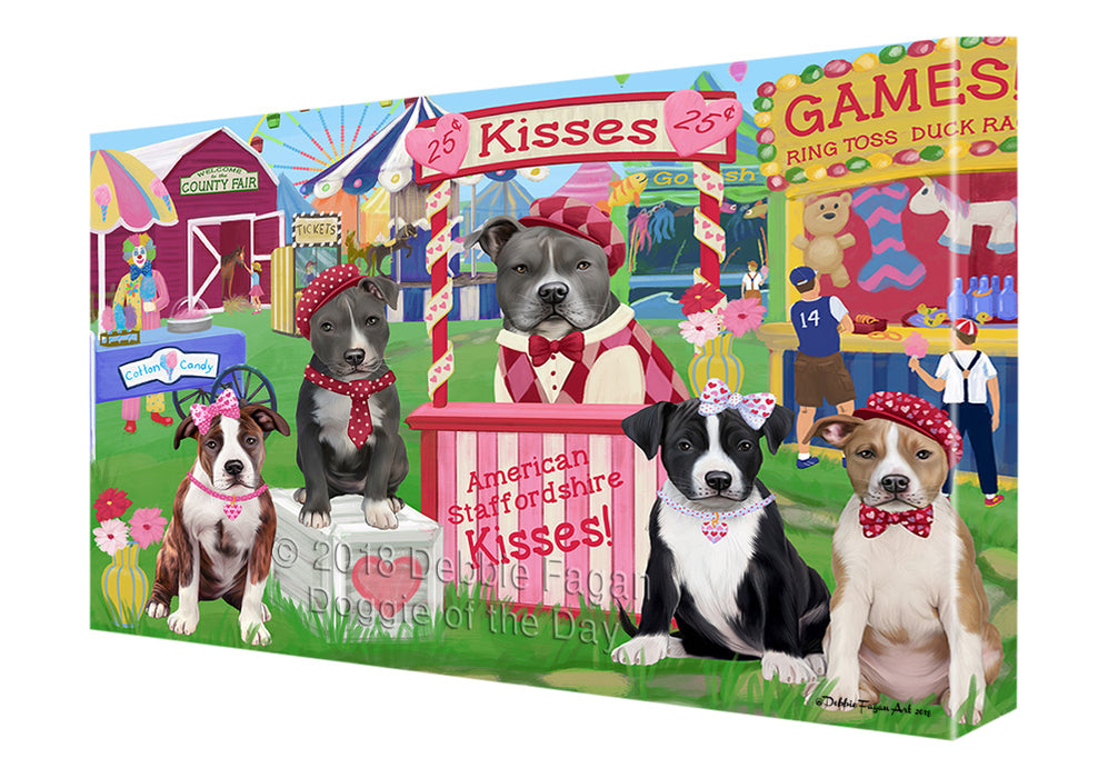 Carnival Kissing Booth American Staffordshires Dog Canvas Print Wall Art Décor CVS124181