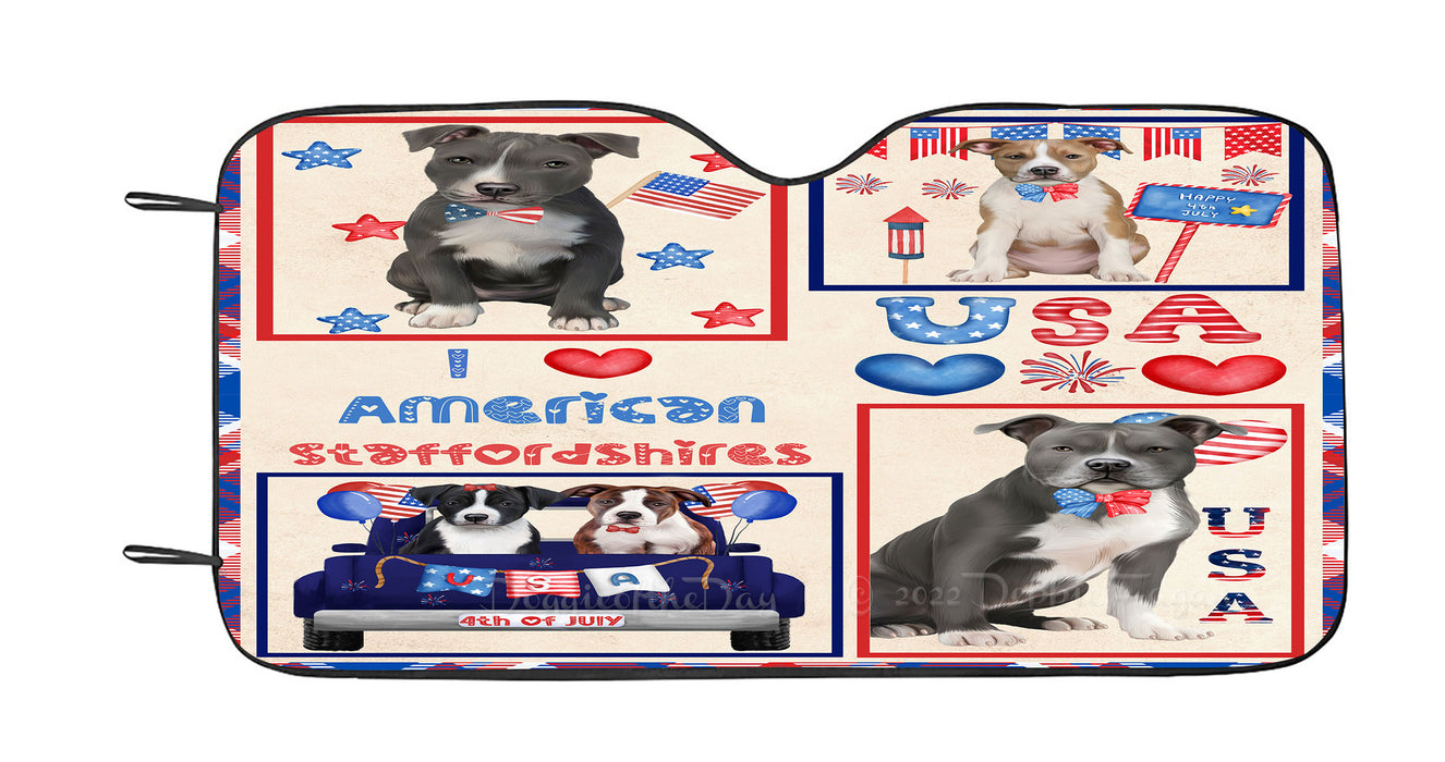 4th of July Independence Day I Love USA American Eskimo Dogs Car Sun Shade Cover Curtain