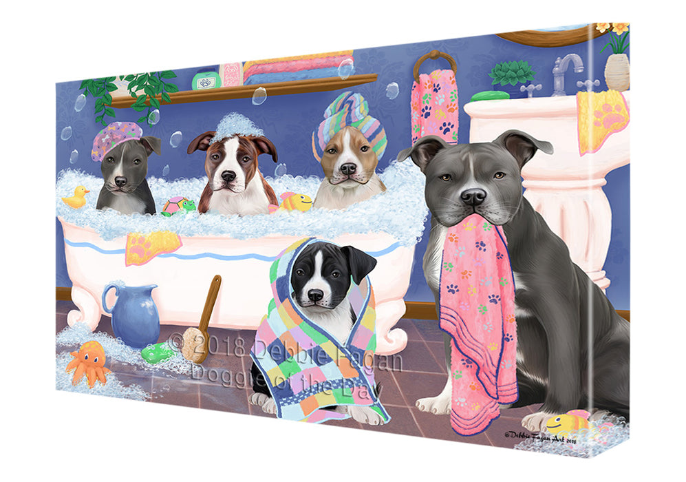 Rub A Dub Dogs In A Tub American Staffordshires Dog Canvas Print Wall Art Décor CVS133001