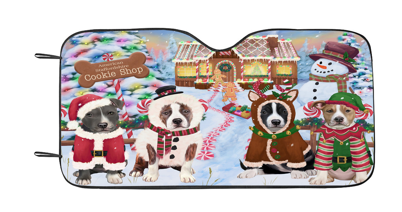 Holiday Gingerbread Cookie American Staffordshire Dogs Car Sun Shade