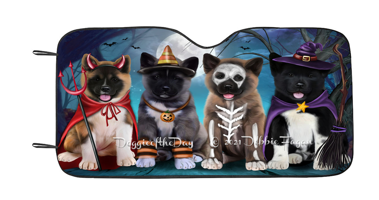 Happy Halloween Trick or Treat American Akita Dogs Car Sun Shade Cover Curtain