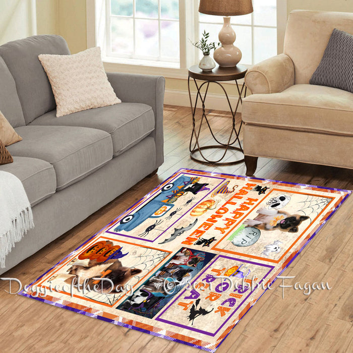 Happy Halloween Trick or Treat American Eskimo Dogs Polyester Living Room Carpet Area Rug ARUG65361