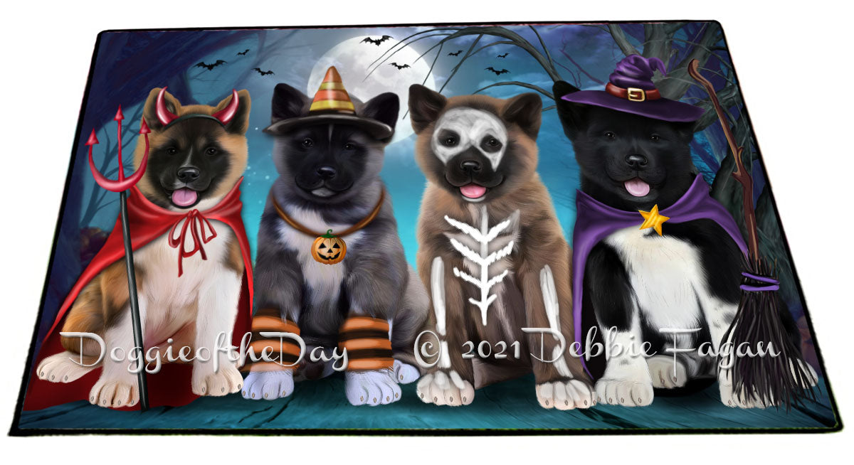 Happy Halloween Trick or Treat American Akita Dogs Indoor/Outdoor Welcome Floormat - Premium Quality Washable Anti-Slip Doormat Rug FLMS58306