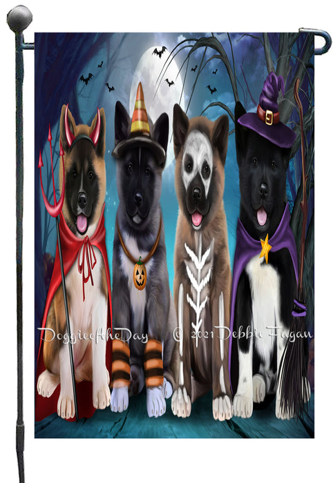 Happy Halloween Trick or Treat American Akita Dogs Garden Flags- Outdoor Double Sided Garden Yard Porch Lawn Spring Decorative Vertical Home Flags 12 1/2"w x 18"h