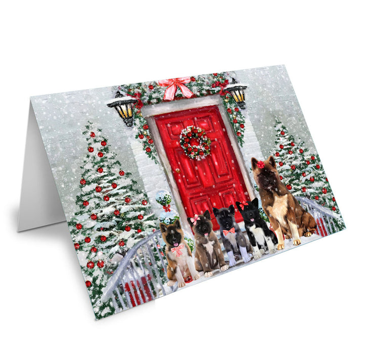 Christmas Holiday Welcome American Akita Dog Handmade Artwork Assorted Pets Greeting Cards and Note Cards with Envelopes for All Occasions and Holiday Seasons