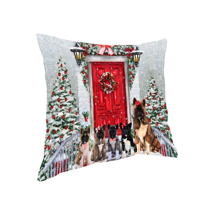 Christmas Holiday Welcome American Akita Dogs Pillow with Top Quality High-Resolution Images - Ultra Soft Pet Pillows for Sleeping - Reversible & Comfort - Ideal Gift for Dog Lover - Cushion for Sofa Couch Bed - 100% Polyester
