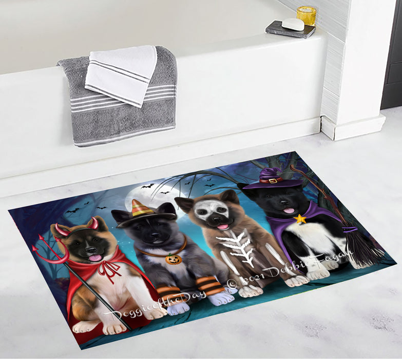 Happy Halloween Trick or Treat American Akita Dogs Bathroom Rugs with Non Slip Soft Bath Mat for Tub BRUG54865
