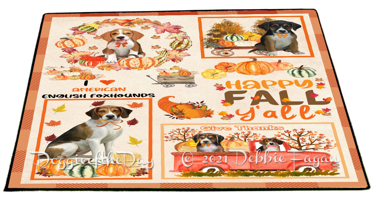 Happy Fall Y'all Pumpkin American English Foxhound Dogs Indoor/Outdoor Welcome Floormat - Premium Quality Washable Anti-Slip Doormat Rug FLMS58516