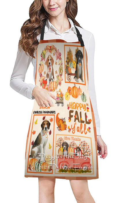Happy Fall Y'all Pumpkin American English Foxhound Dogs Cooking Kitchen Adjustable Apron Apron49172