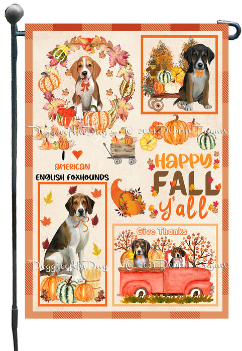 Happy Fall Y'all Pumpkin American English Foxhound Dogs Garden Flags- Outdoor Double Sided Garden Yard Porch Lawn Spring Decorative Vertical Home Flags 12 1/2"w x 18"h