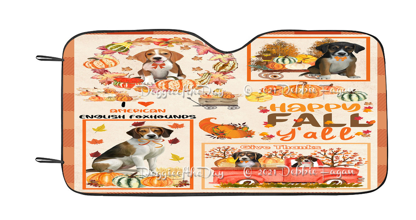 Happy Fall Y'all Pumpkin American English Foxhound Dogs Car Sun Shade Cover Curtain