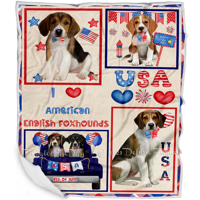 4th of July Independence Day I Love USA American Akita Dogs Blanket BLNKT143462