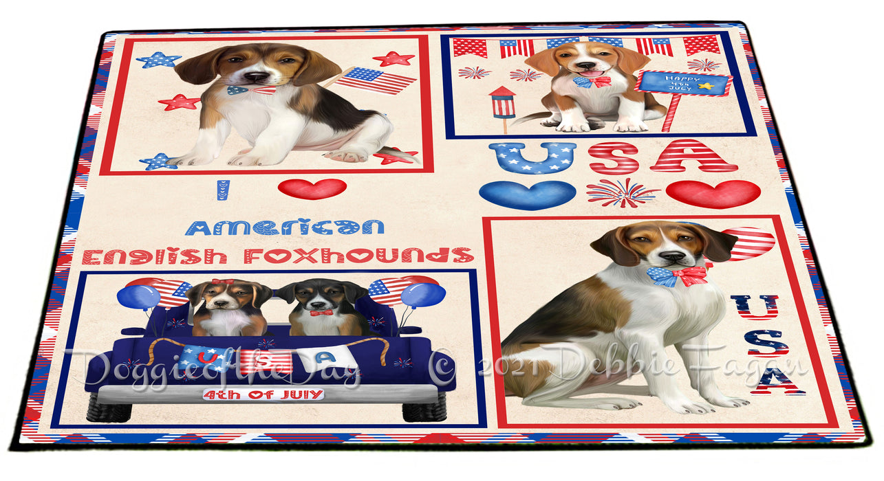 4th of July Independence Day I Love USA American English Foxhound Dogs Floormat FLMS56080 Floormat FLMS56080