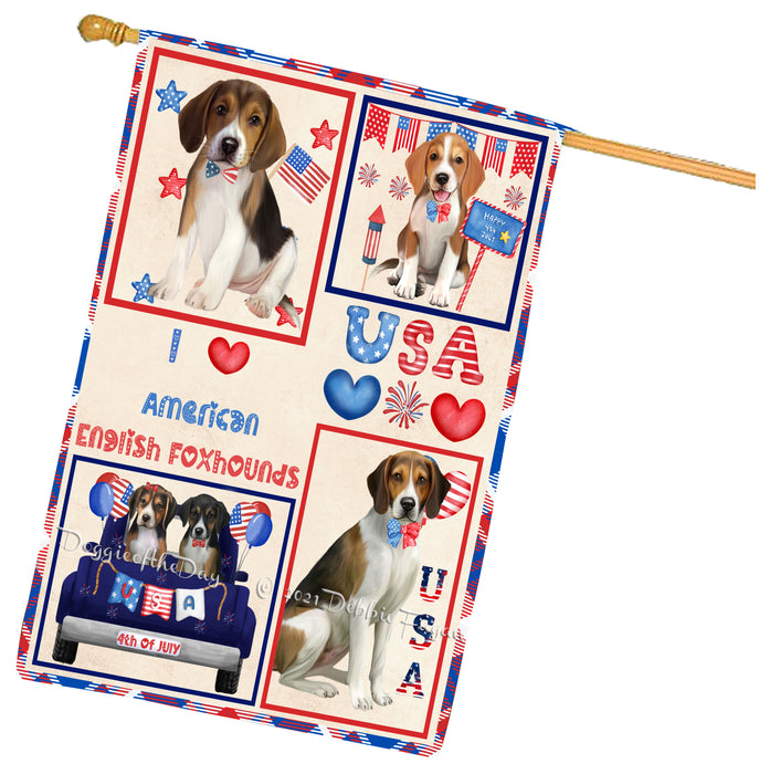 4th of July Independence Day I Love USA American English Foxhound Dogs House flag FLG66914