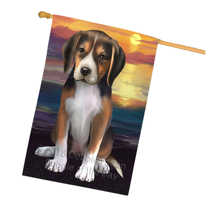 Sunset American English Foxhound Dog House Flag FLG65164