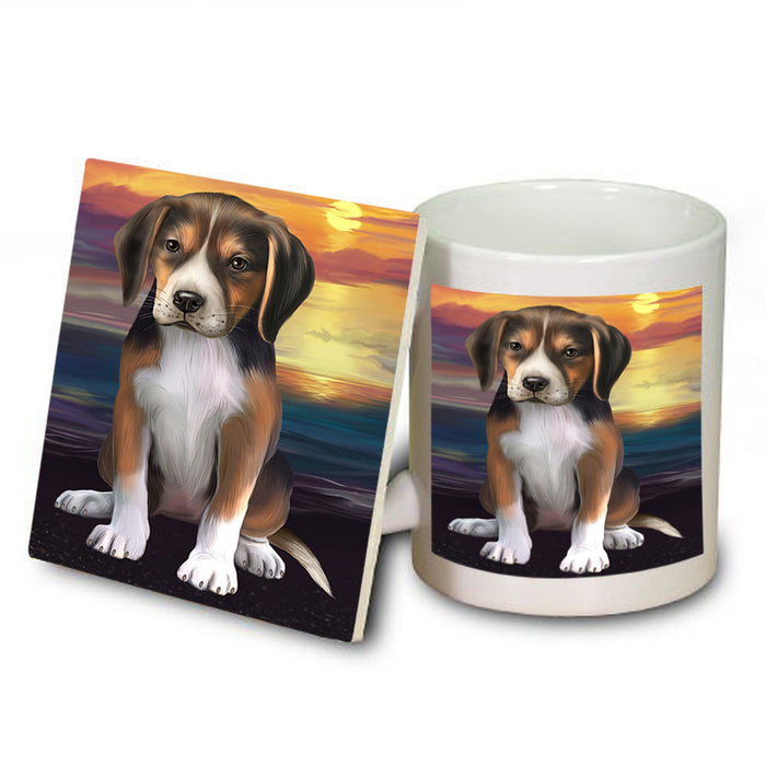 Sunset American English Foxhound Dog Mug and Coaster Set MUC57132