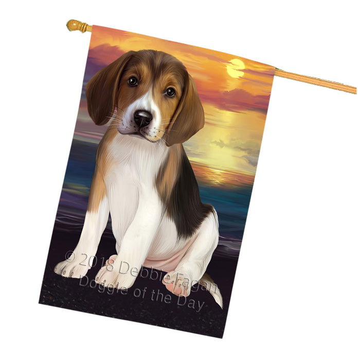 Sunset American English Foxhound Dog House Flag FLG65165