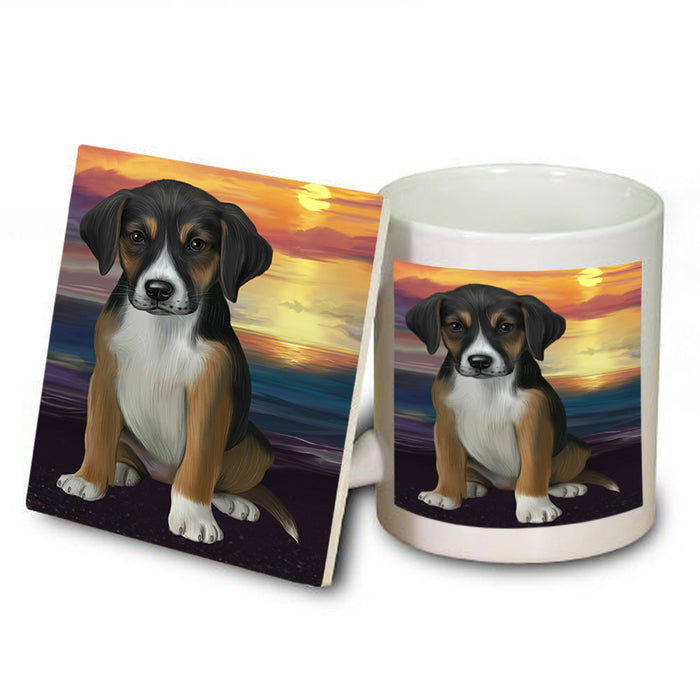 Sunset American English Foxhound Dog Mug and Coaster Set MUC57134