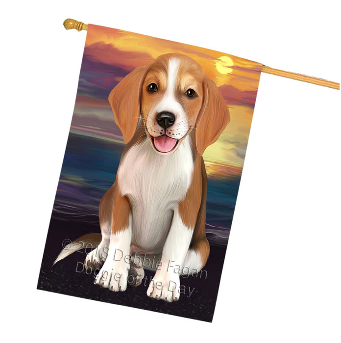 Sunset American English Foxhound Dog House Flag FLG65167