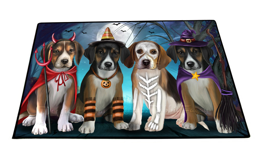 Happy Halloween Trick or Treat American English Foxhound Dogs Floor Mat- Anti-Slip Pet Door Mat Indoor Outdoor Front Rug Mats for Home Outside Entrance Pets Portrait Unique Rug Washable Premium Quality Mat