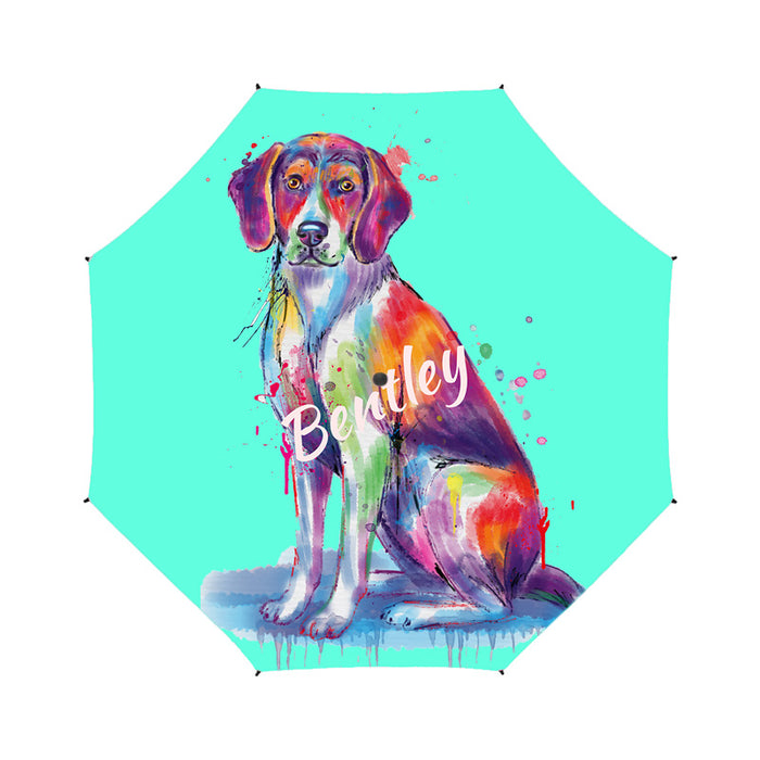 Custom Pet Name Personalized Watercolor American English Foxhound DogSemi-Automatic Foldable Umbrella