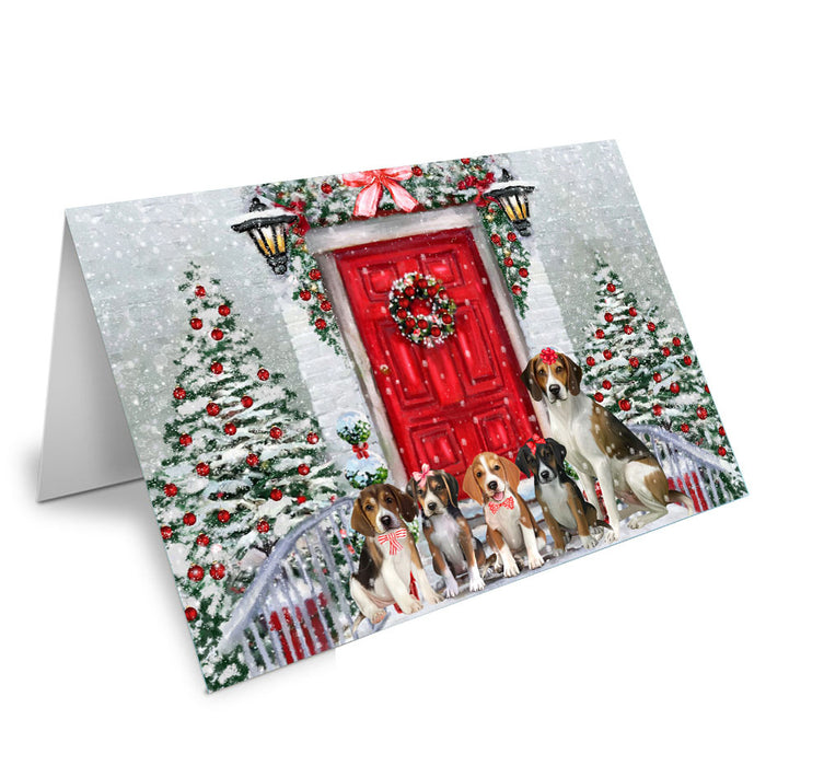 Christmas Holiday Welcome American English Foxhound Dog Handmade Artwork Assorted Pets Greeting Cards and Note Cards with Envelopes for All Occasions and Holiday Seasons