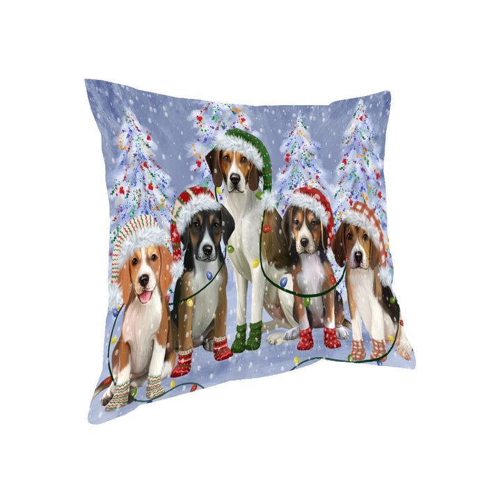 Christmas Lights and American English Foxhound Dogs Pillow with Top Quality High-Resolution Images - Ultra Soft Pet Pillows for Sleeping - Reversible & Comfort - Ideal Gift for Dog Lover - Cushion for Sofa Couch Bed - 100% Polyester