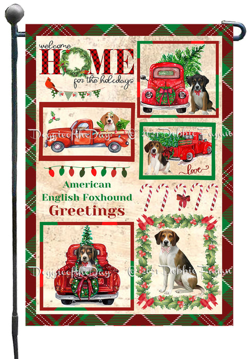 Welcome Home for Christmas Holidays American English Foxhound Dogs Garden Flag GFLG66969
