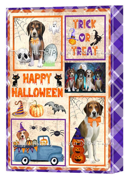 Happy Halloween Trick or Treat American English Foxhound Dogs Canvas Wall Art Decor - Premium Quality Canvas Wall Art for Living Room Bedroom Home Office Decor Ready to Hang CVS150155