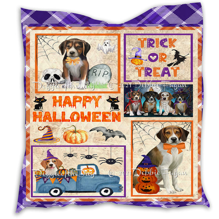 Happy Halloween Trick or Treat Pumpkin American Staffordshire Dogs Lightweight Soft Bedspread Coverlet Bedding Quilt QUILT60696