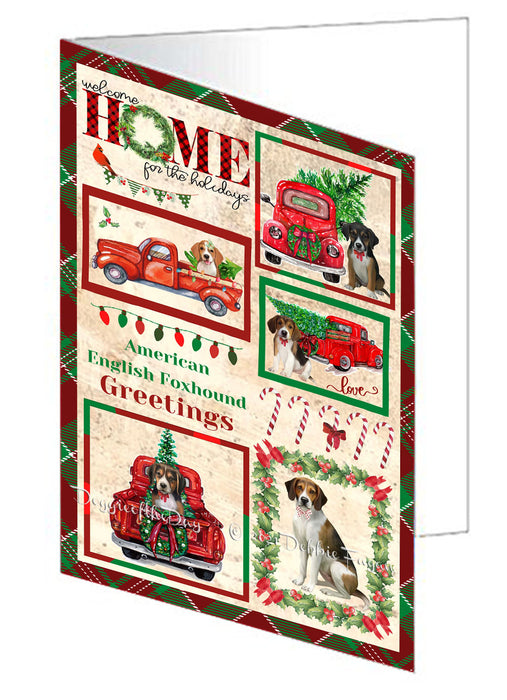 Welcome Home for Christmas Holidays American English Foxhound Dogs Handmade Artwork Assorted Pets Greeting Cards and Note Cards with Envelopes for All Occasions and Holiday Seasons GCD76058