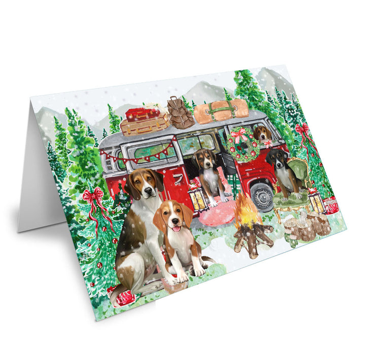 Christmas Time Camping with American Staffordshire Dogs Handmade Artwork Assorted Pets Greeting Cards and Note Cards with Envelopes for All Occasions and Holiday Seasons
