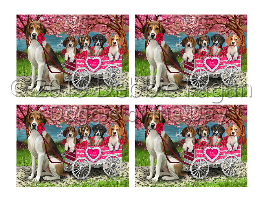 I Love American English Foxhound Dogs in a Cart Placemat