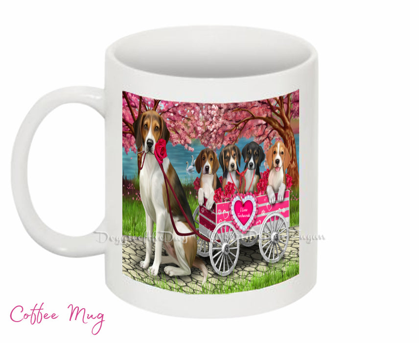 Mother's Day Gift Basket American English Foxhound Dogs Blanket, Pillow, Coasters, Magnet, Coffee Mug and Ornament